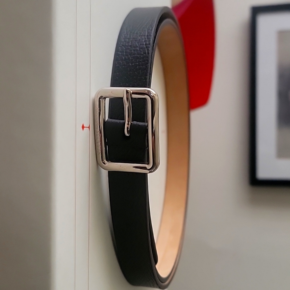 Alexander McQueen men's thin black leather belt